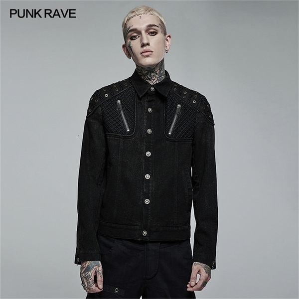 Jaquetas masculinas PUNK RAVE Punk Robusto Slim Fit Jaqueta Casual Camisas Pretas Homens Roupas Camisas Pretas Quatro Estações Primavera / Outono 231005