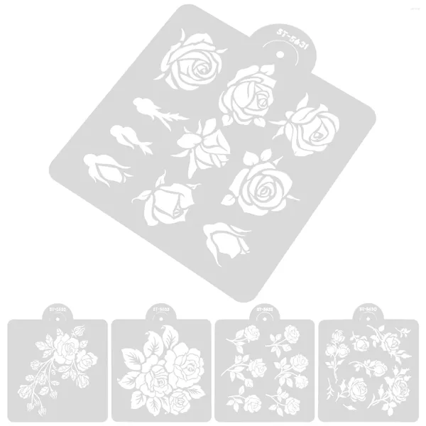 Bottiglie di stoccaggio 5 fogli Stencil modello rosa Primavera Kids Planner Torta Rose in legno Vacanza riutilizzabile Pittura di benvenuto