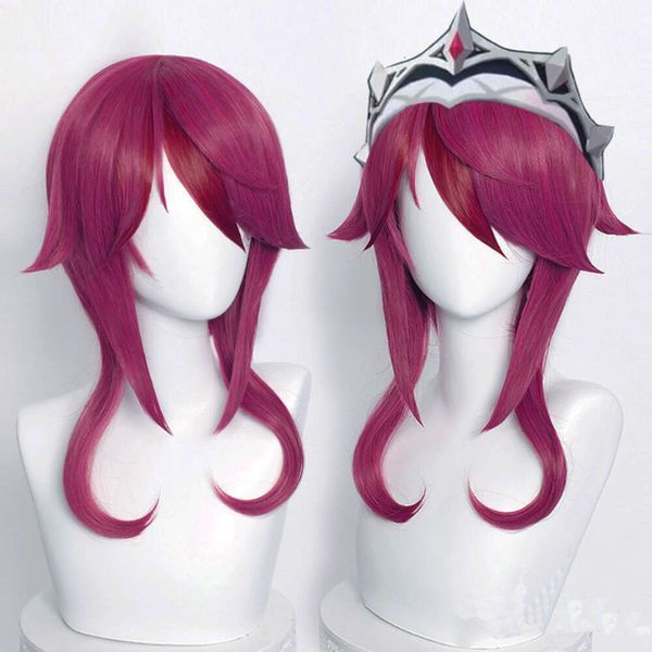 Genshin Impact Rosaria Cosplay perruque Simulation cuir chevelu pré-coiffé Fuchsia perruques synthétique résistant à la chaleur pour Amie Cosercosplay