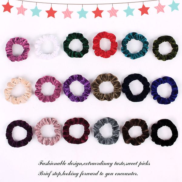 Mode Samt Scrunchie Elastische Haarbänder Einfarbig Stirnband Pferdeschwanz Halter Haargummis Accessoires Klassische Haar Ring 2792