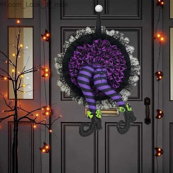 Другое Событие Праздничные Атрибуты Хэллоуин Ведьма Шляпа Нога Дверной Венок Хэллоуин Венок Дверь Висит Ужасающая Атмосфера Украшения Счастливые Праздничные Атрибуты Новейшие Q231010
