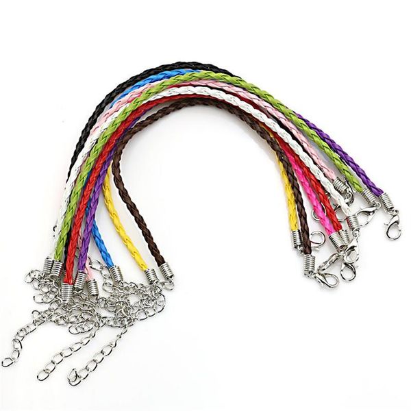 Braccialetti con cordoncino in pelle di mucca intrecciata a colori interi misti adatti braccialetto con ciondoli creazione di gioielli braccialetto fai da te fatto a mano 18 cm 10260V