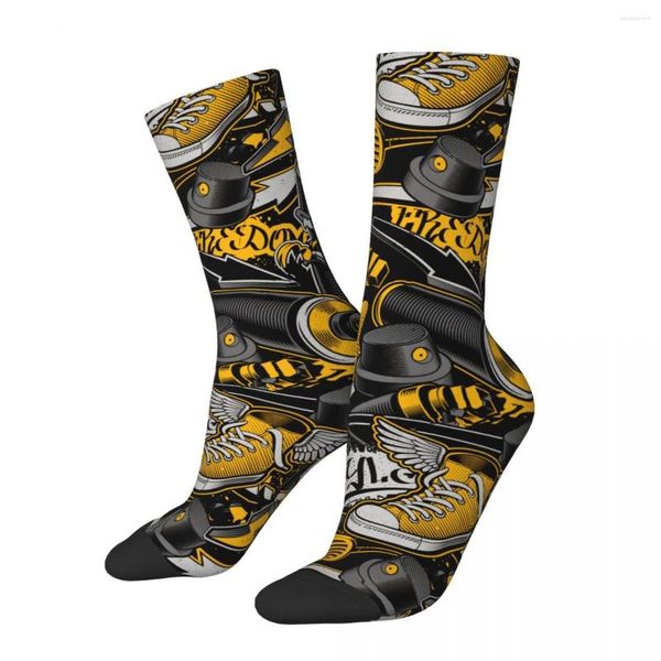 Calzini da uomo Elementi di design urbano vintage Motivo artistico graffiti Novità unisex stampata Happy Crew Sock Gift