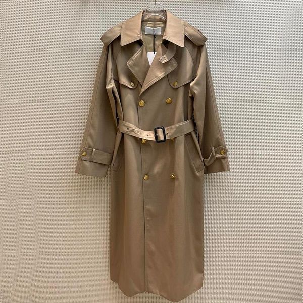 Damen-Trenchmäntel, britischer Stil, goldener Knopf, mittellanger Mantel für Frauen, 2023, Herbst-Winter, lässige Mode, zweireihig