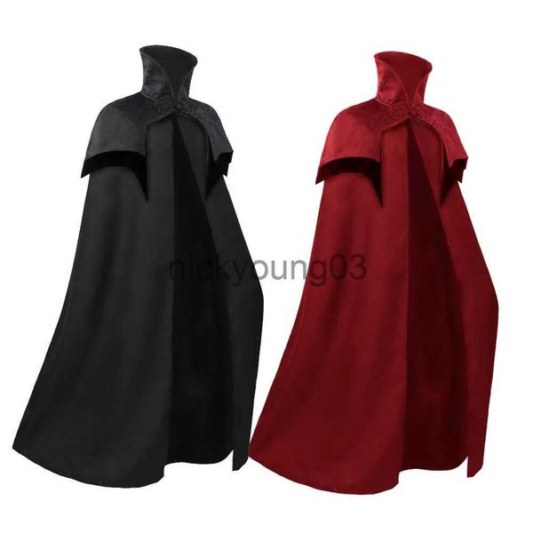 Costume a tema Halloween Cosplay Medievale da uomo Steampunk Nobile Gotico Mantello lungo Orlo grande Mantello da vampiro Darcula Poncho Carnevale Dress Up Party x1010