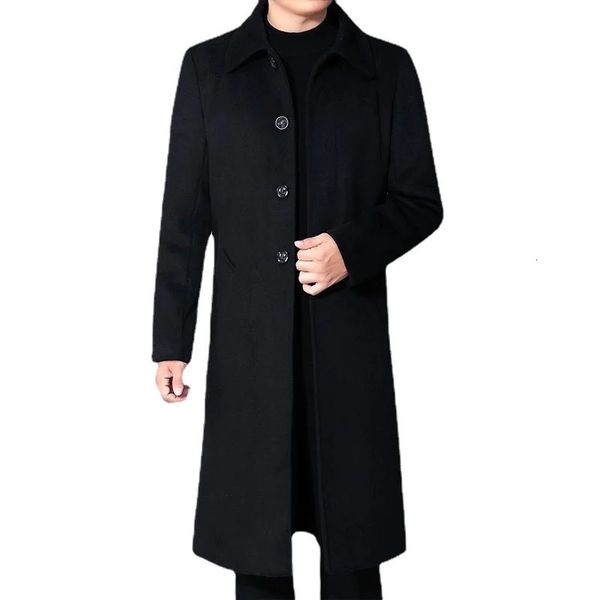 Misturas de Lã masculina Homens Long Trench Coats Cashmere Jaquetas de Inverno Masculino Quente Negócios Casual Tamanho 231009