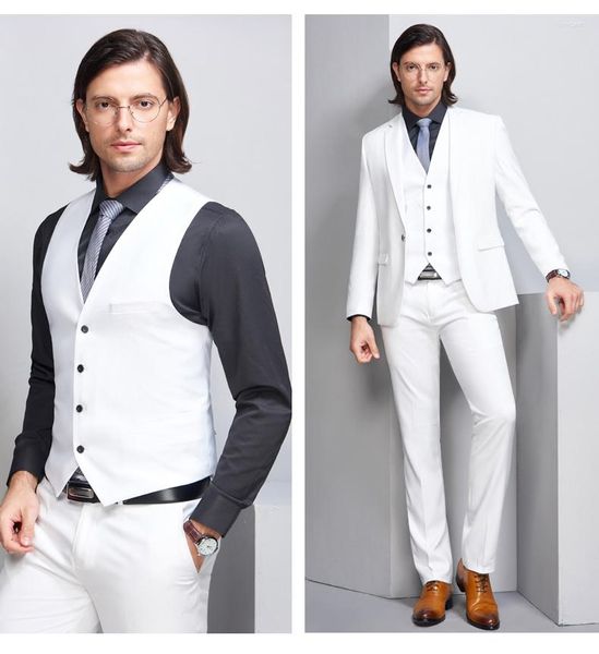 Abiti da uomo Belli Groomsmen Misto lana Smoking dello sposo Abito da sposa da uomo Giacca da uomo Giacca da ballo (Giacca Pantaloni Cravatta Gilet) A53