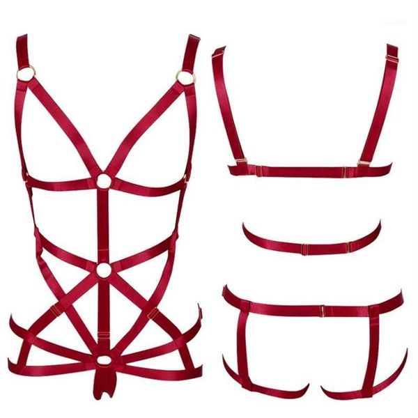 Giarrettiere Reggiseno per imbracatura per il corpo per le donne Bondage completo Top con spalline Scava fuori Set di lingerie sexy Plus Size Elastico Regola Goth Club Dance308T