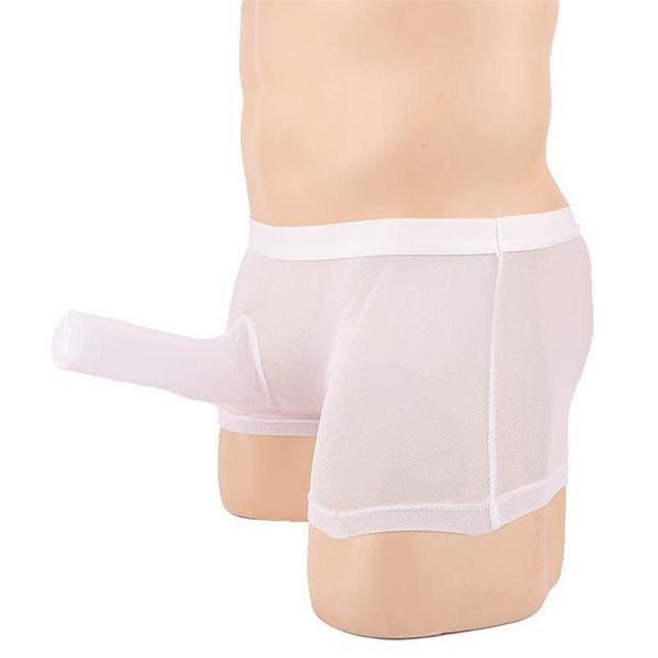 Cuecas divertidas calcinhas masculinas ultra-finas sexy boxers shorts elefante nariz jj seda transparente malha cinto homens calças230q