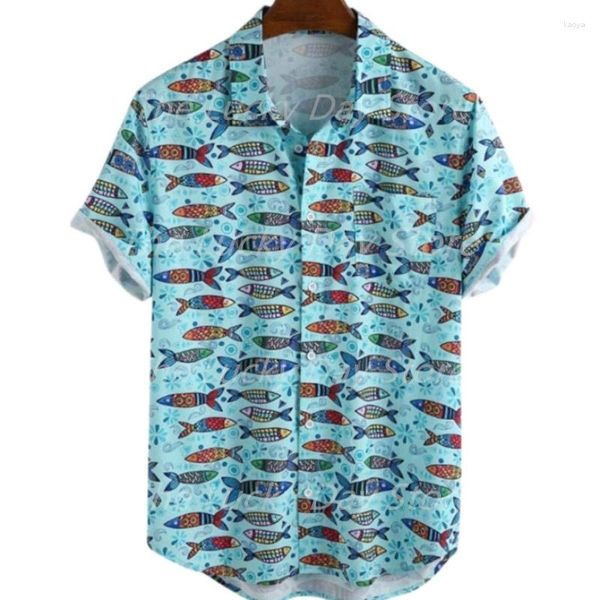 Camicie casual da uomo Designer estivo Colore cartone animato Modello sociale Camicia corta oversize con maniche hawaiane Abbigliamento floreale di lusso vichingo