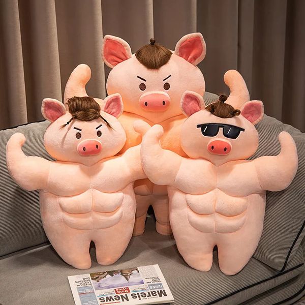 Bonecas de pelúcia Big Muscle Pig Brinquedos Recheados Boneca Namorado Huggable Travesseiro Namorada Presente de Aniversário 5570cm 231009