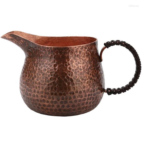 Tazze da tè Divisore per tazza di giustizia in rame viola Tazza da caffè fatta a mano Manico laterale in legno Corna Brucia acqua Set cinese Accessori