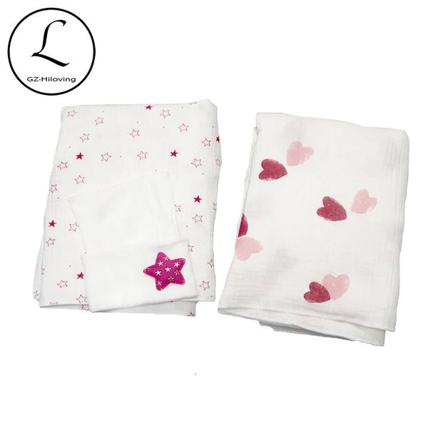 Cobertores Swaddling Musselina Nascido Bebê Pogal Adereços Swaddles Hat Set Meninas Suave Swaddle Envoltório Algodão Orgânico Toalha de Cama 231009