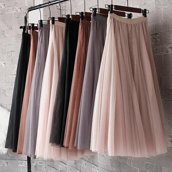 Юбки женские длинная юбка в сетку лето Harajuku корейский стиль мода макси осень элегантный розовый белый черный плиссированный миди