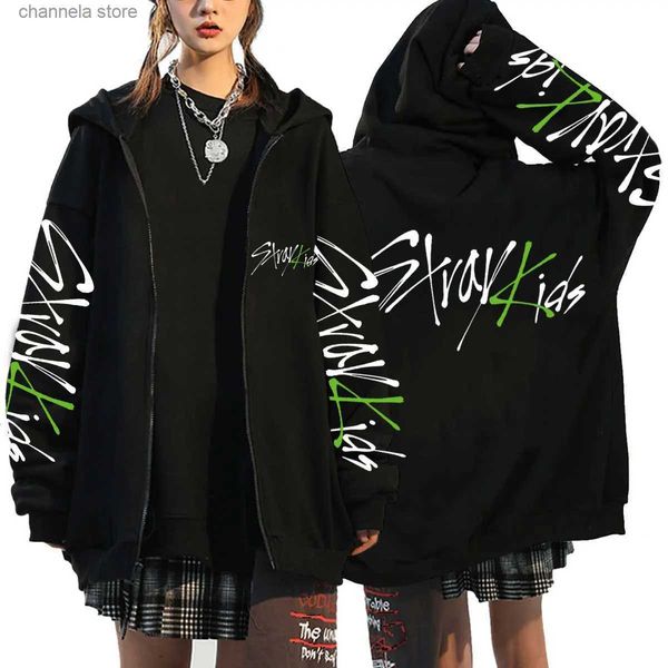 Giacche da uomo Kpop Stray Kids Maxident Skzo Felpe con cerniera per uomo Hot Team Hip Hop Oversize Streetwear Cappotto in pile nero con cerniera da donna T231010