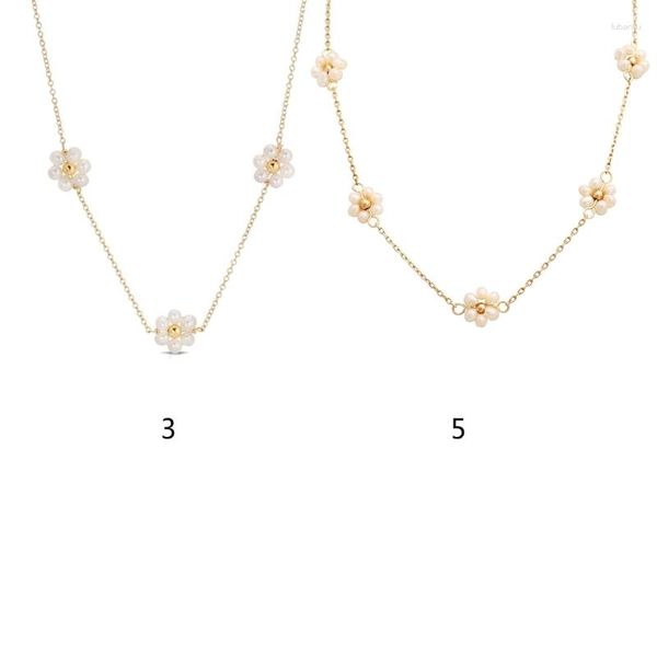 Catene 652F Collana girocollo con perle Fili placcati in oro 14K con delicate perline