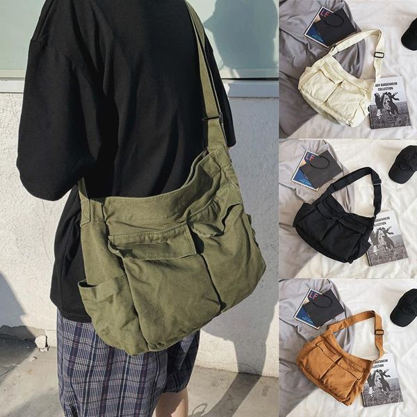 Akşam çantaları harajuku büyük kapasiteli kadın çanta çoklu cepleri tuval genç okulu omuz kadınlar haberci crossbody cüzdan