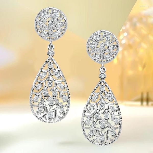 Brincos de gota com prata esterlina incrustada de alto carbono diamante luz luxo versátil e design de nicho