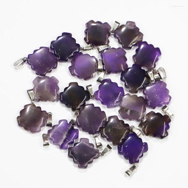 Anhänger Halsketten Naturstein Amethyst Anhänger Quadrat Sägezahn Seitenform Halskette Mode Charms Schmuck Zubehör Herstellung Großhandel