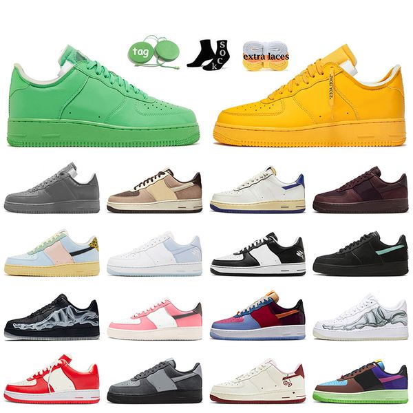 Mulheres Mens Low Top Designer Sapatos Casuais Offs Brooklyn Branco Esqueleto Terror Squad Black Out Tiffany Burgundy Crush Af1s Cactus Jack Treinadores Plataforma Sapatilhas