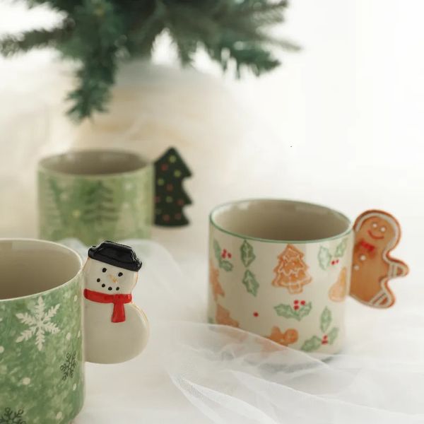 Tassen Weihnachten Handbemalter Lebkuchenmann Keramiktasse Kaffeetasse Tassen Kaffeetassen 231009