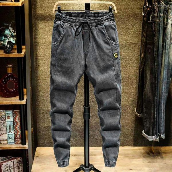 Jeans pour hommes Hommes Couleur Solid Cordon Taille élastique Sarouel Lâche Printemps Automne Style coréen Cheville Attachée Cargo Streetwear