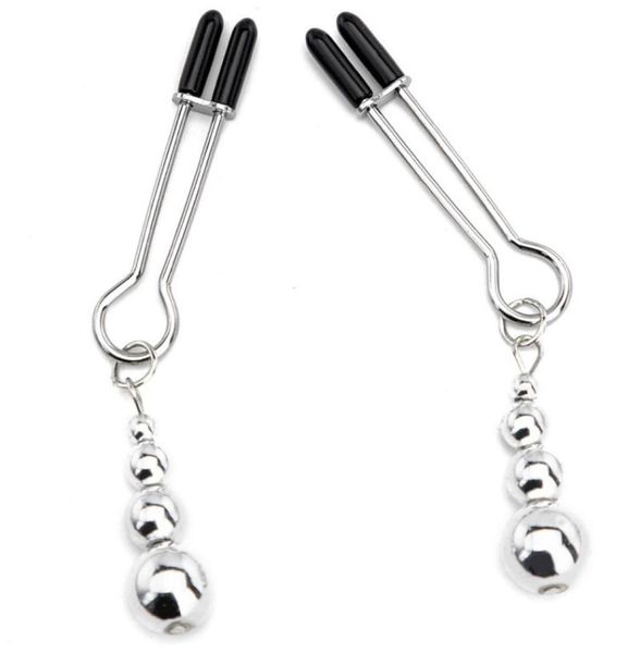 Grampos de mamilo de metal clipes anel sino tortura escravo bdsm mama bondage restrição brinquedo sexy para mulher casal jogar game9292574