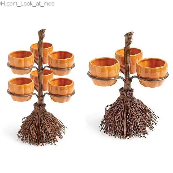 Outros suprimentos para festas de eventos Halloween Broomstick Snack Bowl Stand Ornament Ative Creative Party Props Arte para servir lanches Salada Frutas Suprimentos Cozinha Q231010