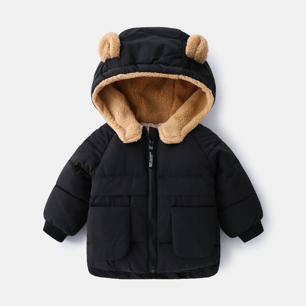 Куртки в Корейском стиле, осенне-зимние детские парки для мальчиков с мультяшными медвежьими ушками, куртка для маленьких девочек, пальто для детей 1–6 лет, верхняя одежда для мальчиков, наряд 231009