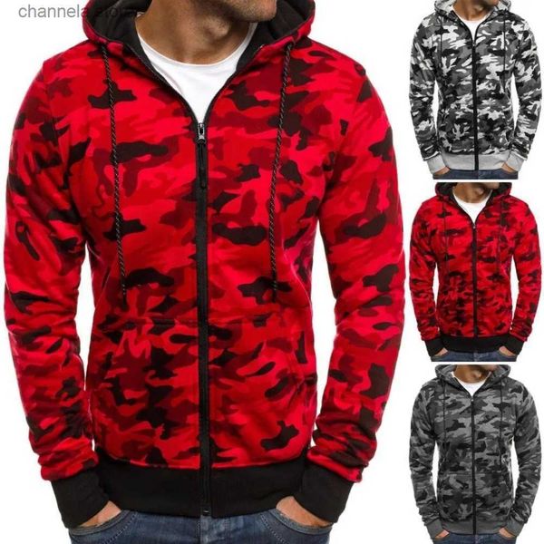 Jaquetas masculinas com capuz masculino Camo Zip Cardigan Casaco Top T231010