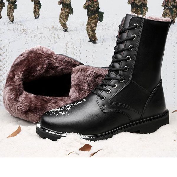 Botas Masculinas Ao Ar Livre Tendência Militar Sapatos De Algodão Alto Cano Alto Tamanho Grande Casual Aumento Interno