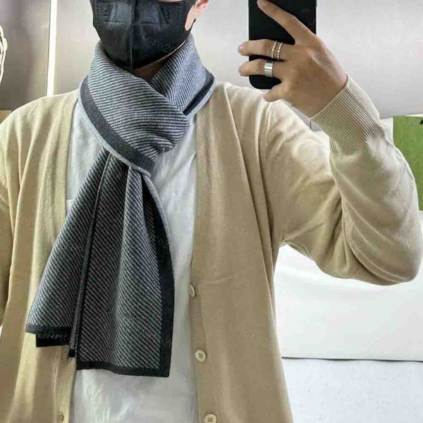 Lenço de lã de grife para homens, xales clássicos, lenços de seda, grossos, macios, de malha de caxemira, xales de luxo, lenço de cabeça, 180 cm, inverno, pashmina, impressão marrom