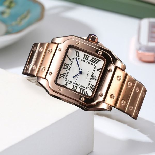 Gli uomini di moda di lusso guardano il movimento orologi in acciaio inossidabile quadrato aaa orologio da polso maschile funzionante top brand relogio feminino serbatoio impermeabile deve progettare il tempo dell'uomo