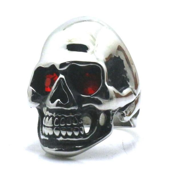 Cluster-Ringe Größe 6 bis 16 Herren Jungen 316L Edelstahl Rock Red Stone Eyes Skull Ring Est275D