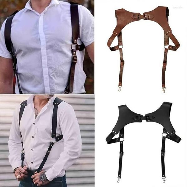 Kemerler Punk Erkekler Sırıştırıcılar PU Düzler Harness kayışları Gotik jartiyer ayarlanabilir