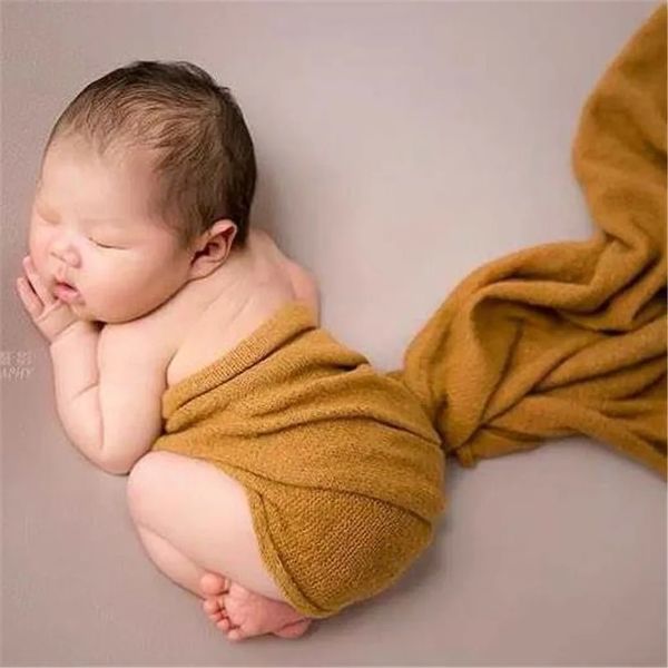 Berretti Cappelli Fluffy Wrap Born Involucri in maglia elasticizzata Baby Jersey Pography Prop Swaddle Coperta Stuffer 231009