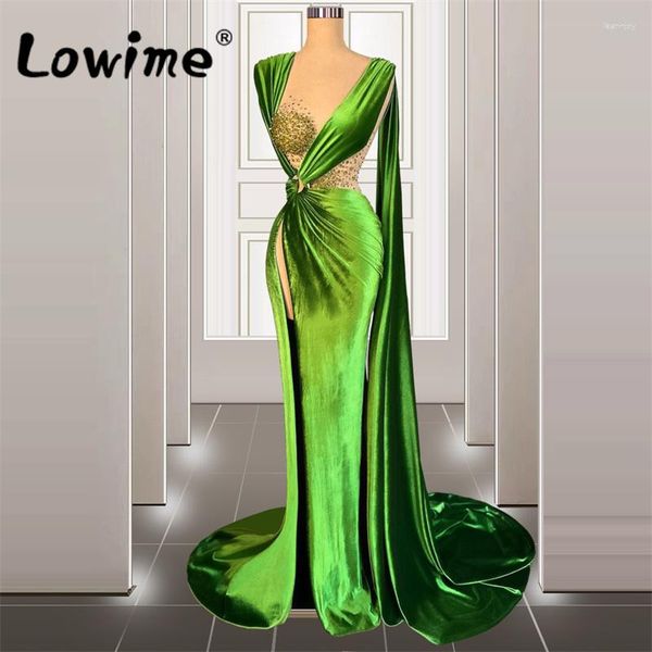Vestidos de festa moderno verde noite capa manga longa árabe dubai vestidos 2023 robes beading mulheres baile celebridade personalizar