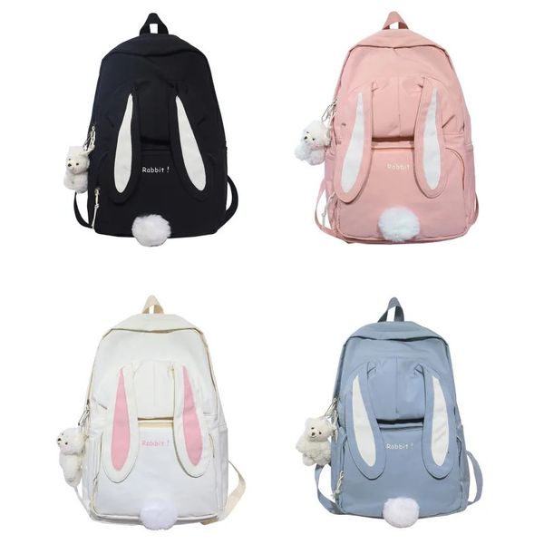 Schultaschen, süßer Hasenohr-Rucksack für Teenager-Mädchen, Schulrucksack, weiblich, große Kapazität, Kawaii-Schul-Tagesrucksack, Nylon, lässig, Studenten-Büchertasche, 231009