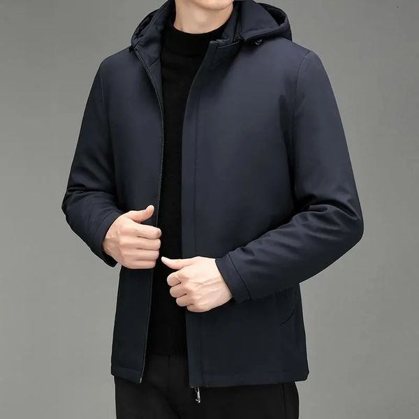 Parka in piumino da uomo di fascia alta moda invernale bello con cappello rimosso giacca interna papà anziano anatra bianca 90 velluto business casual 231009