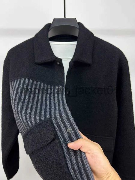 Jaquetas masculinas High end masculina marca na moda vison plush sweater cardigan 2023 outono / inverno nova moda listra lapela jaqueta de pelúcia casaco espessado J231010