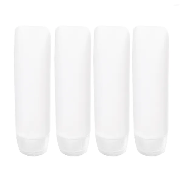 Garrafas de armazenamento 4 pcs vazio claro recarregável tubo branco espremer garrafa com tampa portátil higiênico para shampoo lavagem corporal chuveiro