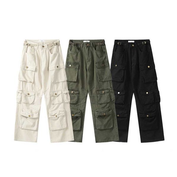 Gaojie Chaopai Heavy Industry Tactical Multi Pocket Workwear Pants Vibe Style Straight Tube Casual Pantsto2o