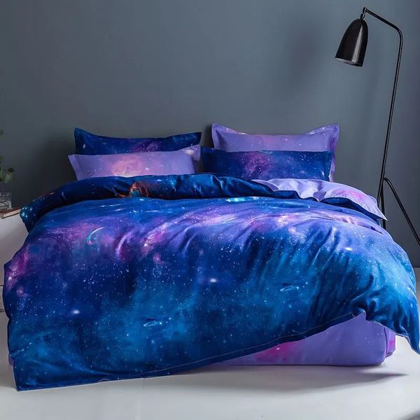 Bettwäsche-Sets 3-teiliger Sternenhimmel-Bettbezug mit Kissenbezug, bedruckt, luxuriöses 3D-Bettdecken-Set, Queen-King-Doppel- oder Einzelbett 231009