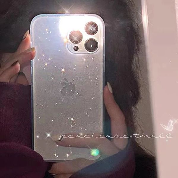 Capas de telefone celular para iPhone 15 14 Pro Max 13 12 11 X XR XS 7 8 Plus SE 2022 Luxo Bling Glitter Clear Case à prova de choque transparente capa macia 231010