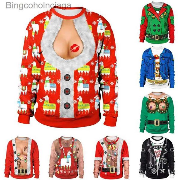 Kadın Sweaters Sonbahar Kış Giysisi Yenilik Çirkin Noel Süvari Hediye Santa Elf Komik Noel Jumper Pullover Kadınlar S Anl231010