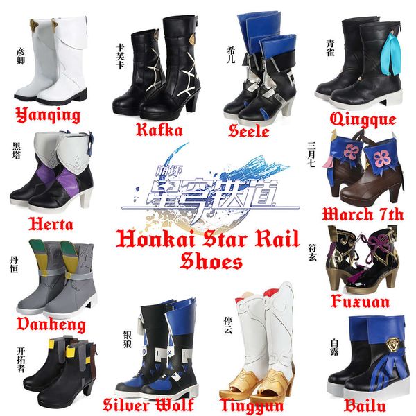 Honkai Star Rail Cosplay Shoes Kafka Danheng Tingyun Sier Wolf Tingyun Fuxuan Seele Herta 7 de março Himeko Blade Yukong Shoescosplay