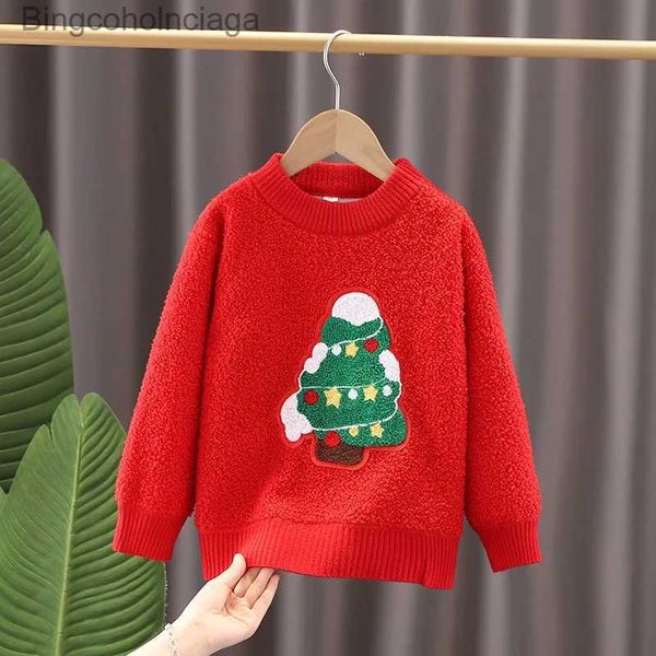 Damenpullover Strickpullover Warmer Mantel Süße Cartoon-Stickerei Weihnachten Halloween Jungen Mädchen 2-8 Jahre alte Babymode KinderkleidungL231010