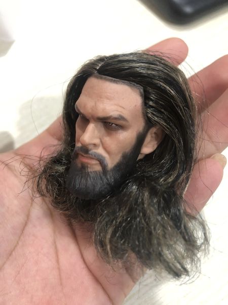 Figuras militares proporção 1/6 Jason Momoa transplante de cabelo escultura em cabeça de PVC soldado de 12 polegadas pode mover modelo de boneca ponto de escultura em cabeça 231009