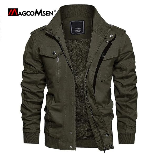 Jaquetas masculinas MAGCOMSEN Winter Fleece Men's Motorcycle Jackets Thermal Bomber Jackets Stand Collar Windbreaker Multi-bolsos Trabalhador Casacos 231010