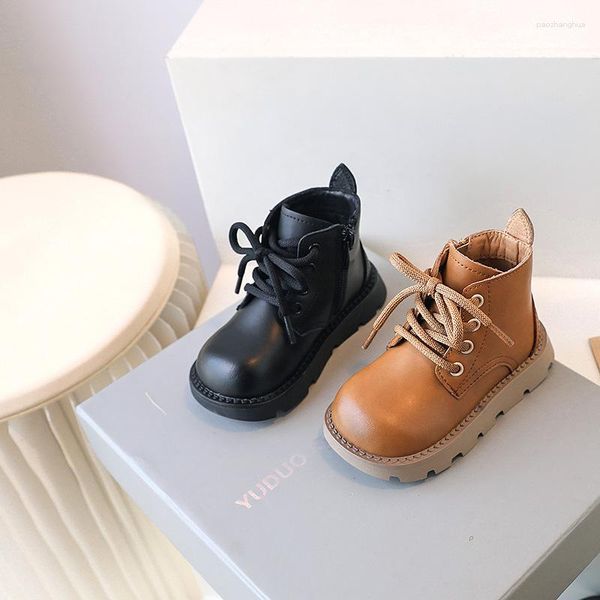 Stivali taglia 22-25 Scarpe casual per bambini singole corte da uomo in pelle da ragazza stile europeo e americano autunnale